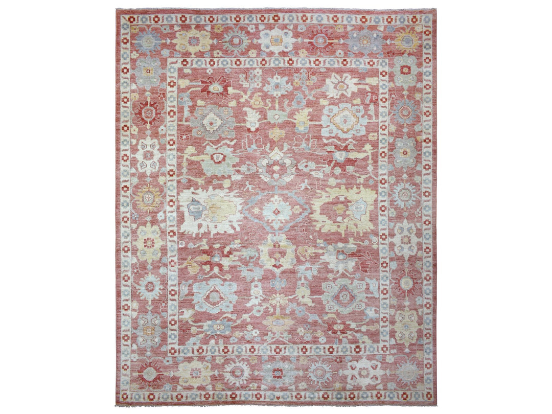 11'7" x 14'6" New Hand Knotted Red Wool Rectangle Oriental Rug - MOA10270194