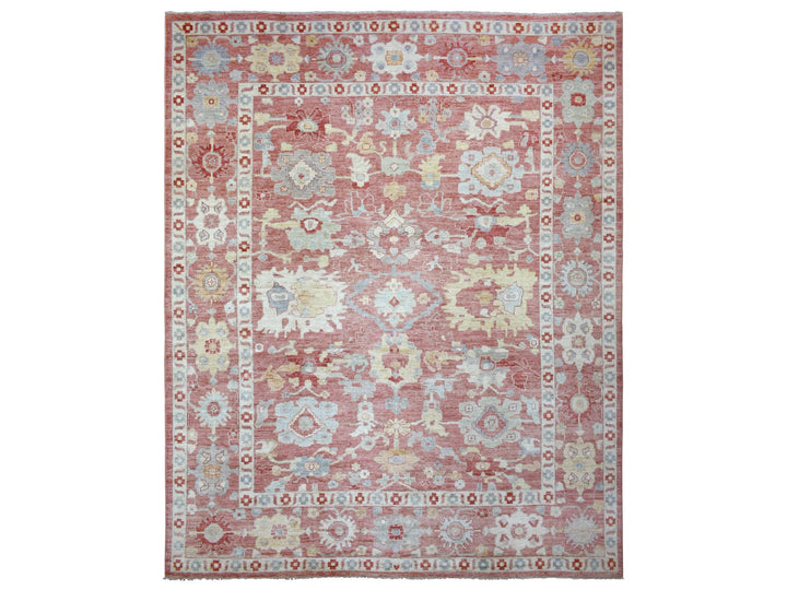 11'7" x 14'6" New Hand Knotted Red Wool Rectangle Oriental Rug - MOA10270194