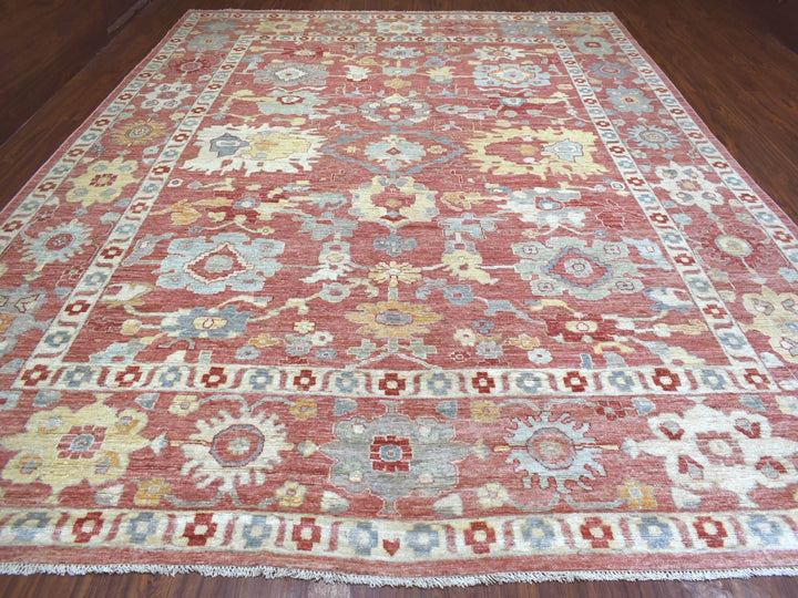 11'7" x 14'6" New Hand Knotted Red Wool Rectangle Oriental Rug - MOA10270194