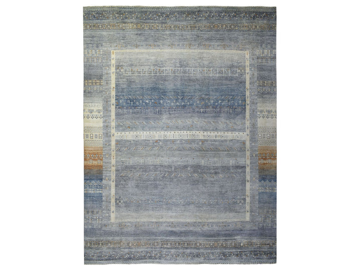 11'8" x 14'0" New Hand Knotted Grey Wool Rectangle Oriental Rug - MOA10270873