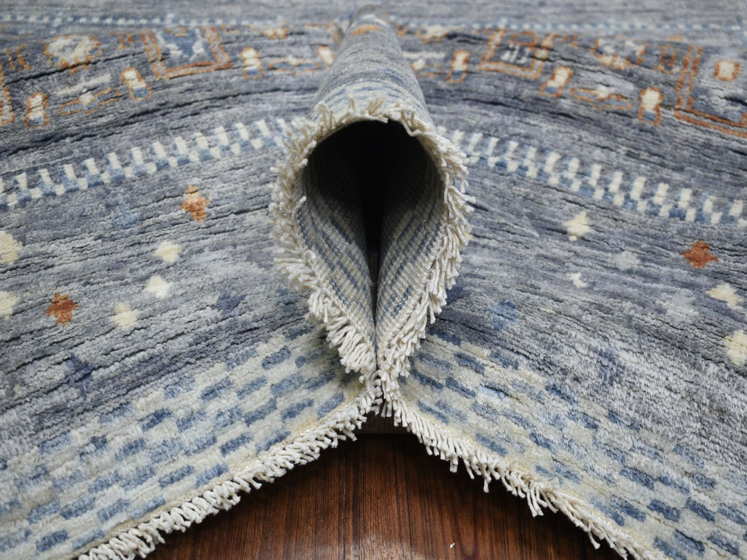 11'8" x 14'0" New Hand Knotted Grey Wool Rectangle Oriental Rug - MOA10270873