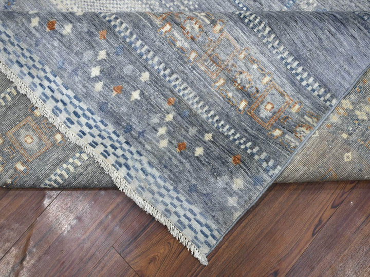11'8" x 14'0" New Hand Knotted Grey Wool Rectangle Oriental Rug - MOA10270873