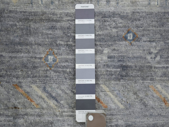 11'8" x 14'0" New Hand Knotted Grey Wool Rectangle Oriental Rug - MOA10270873