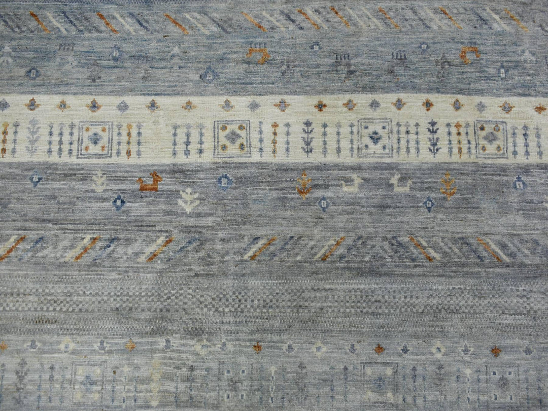 11'8" x 14'0" New Hand Knotted Grey Wool Rectangle Oriental Rug - MOA10270873