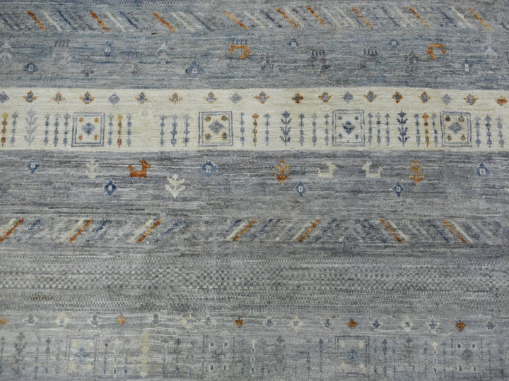 11'8" x 14'0" New Hand Knotted Grey Wool Rectangle Oriental Rug - MOA10270873