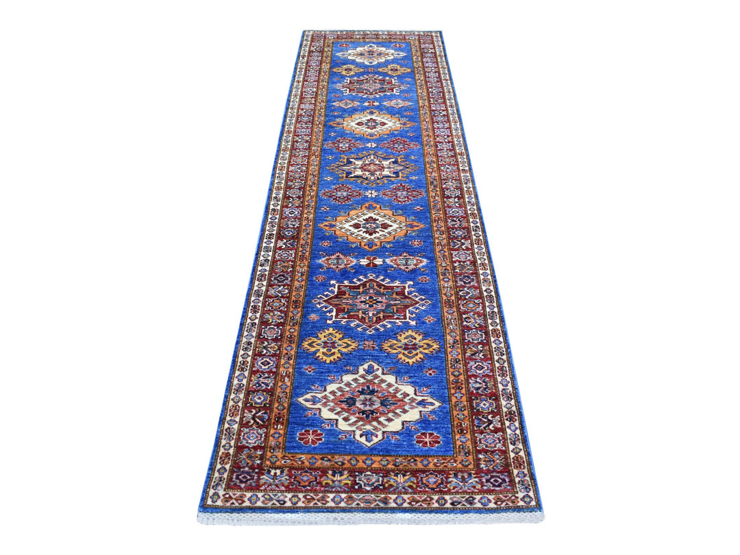 2'8" x 9'6" New Hand Knotted Blue Wool Runner Oriental Rug - MOA10270966
