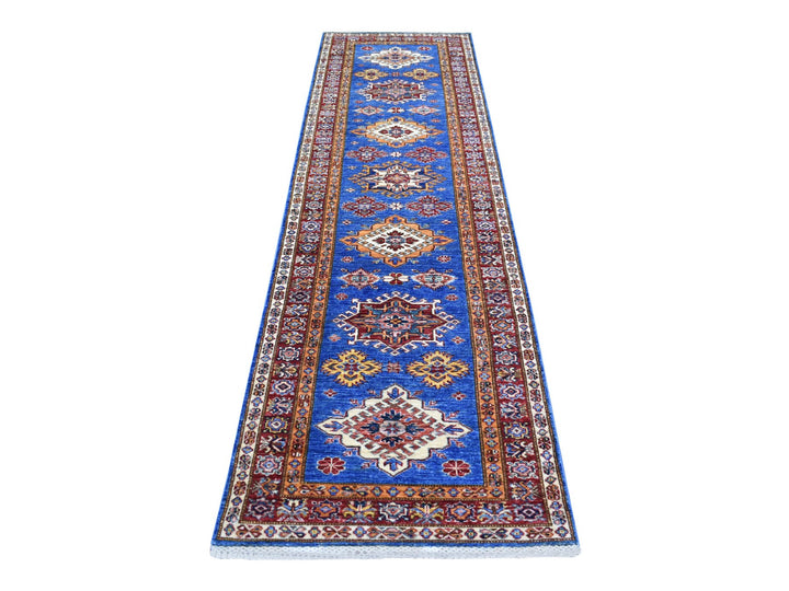 2'8" x 9'6" New Hand Knotted Blue Wool Runner Oriental Rug - MOA10270966