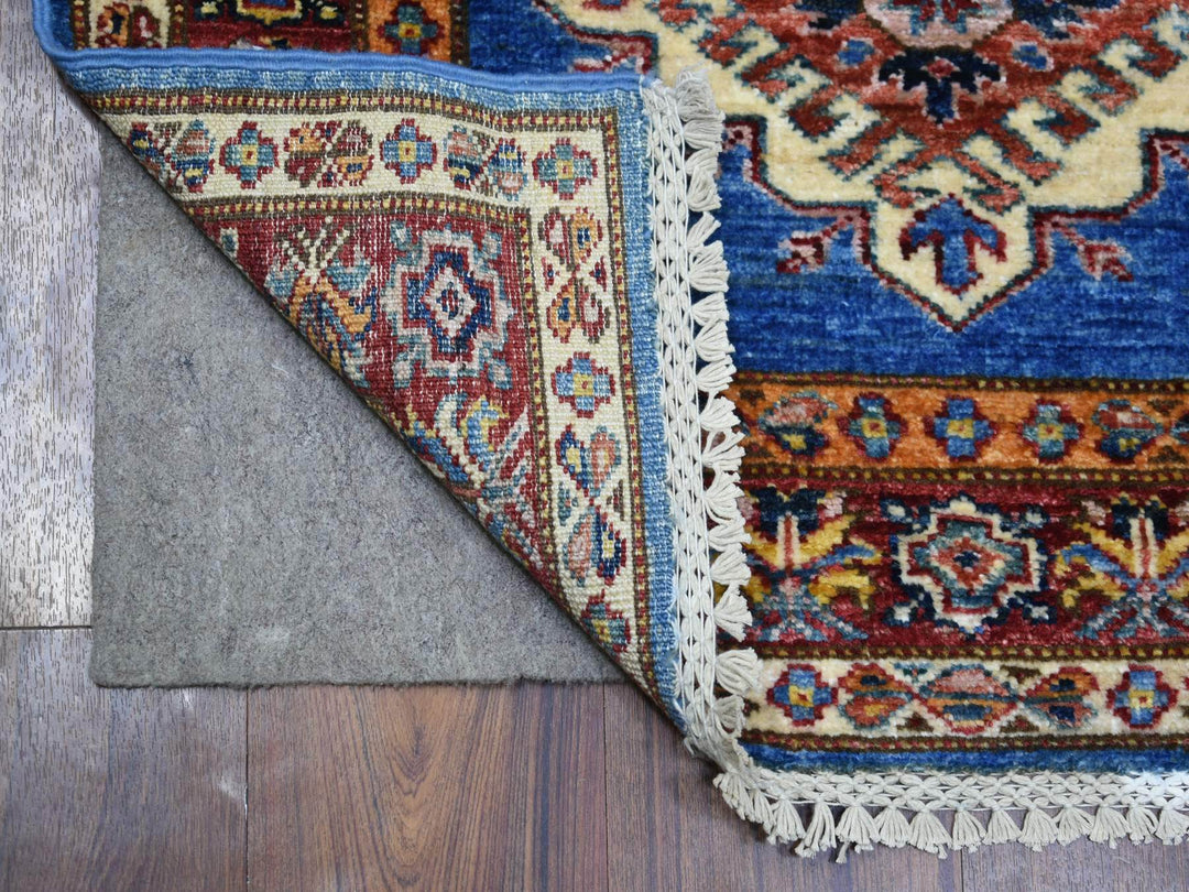 2'8" x 9'6" New Hand Knotted Blue Wool Runner Oriental Rug - MOA10270966