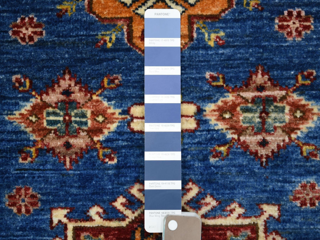 2'8" x 9'6" New Hand Knotted Blue Wool Runner Oriental Rug - MOA10270966