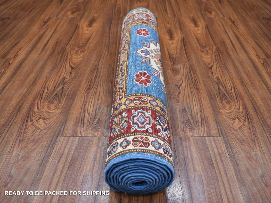 2'8" x 9'6" New Hand Knotted Blue Wool Runner Oriental Rug - MOA10270966