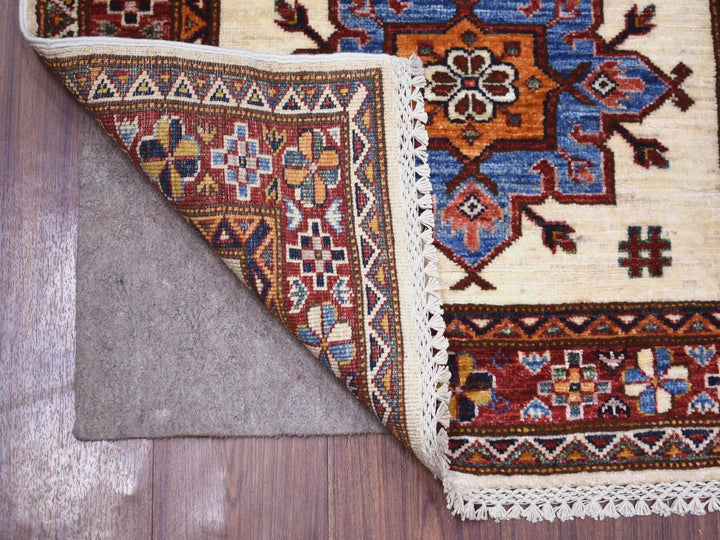 2'8" x 9'4" New Hand Knotted Ivory Wool Runner Oriental Rug - MOA10271217