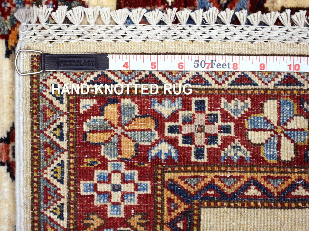 2'8" x 9'4" New Hand Knotted Ivory Wool Runner Oriental Rug - MOA10271217