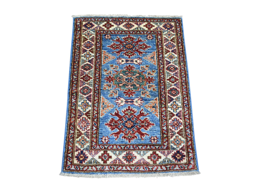 2'1" x 2'10" New Hand Knotted Blue Wool Rectangle Oriental Rug - MOA10271586