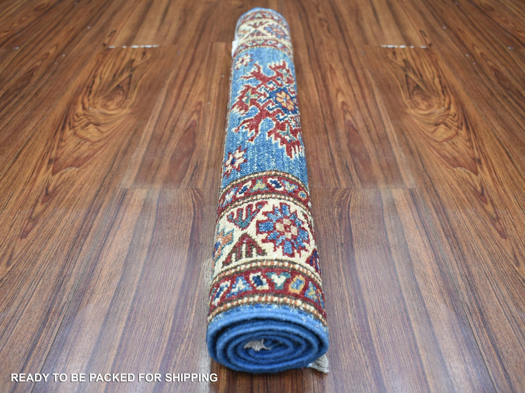 2'1" x 2'10" New Hand Knotted Blue Wool Rectangle Oriental Rug - MOA10271586