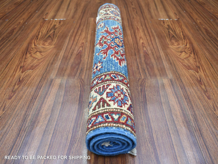 2'1" x 2'10" New Hand Knotted Blue Wool Rectangle Oriental Rug - MOA10271586