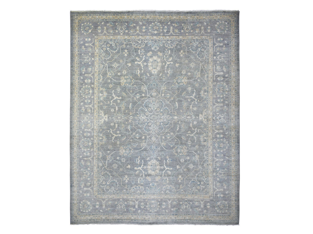 12'0" x 14'6" New Hand Knotted Grey Wool Rectangle Oriental Rug - MOA10271597