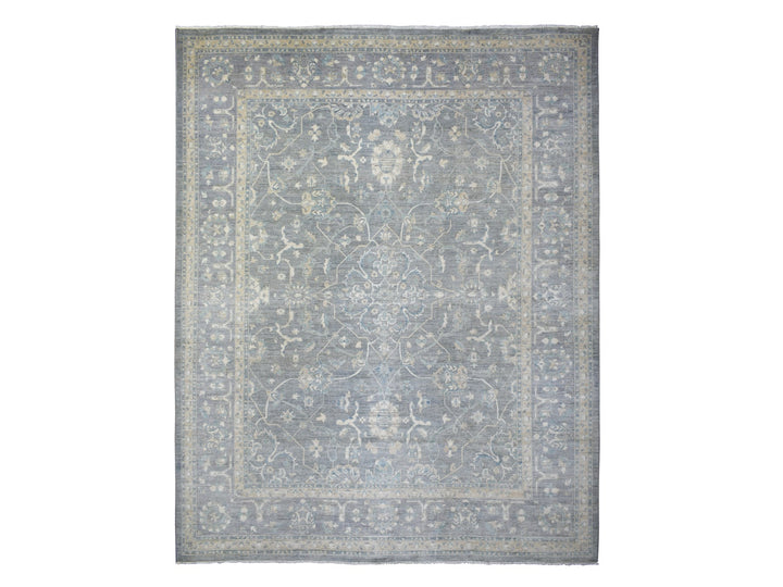 12'0" x 14'6" New Hand Knotted Grey Wool Rectangle Oriental Rug - MOA10271597