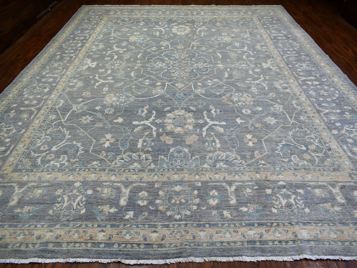 12'0" x 14'6" New Hand Knotted Grey Wool Rectangle Oriental Rug - MOA10271597