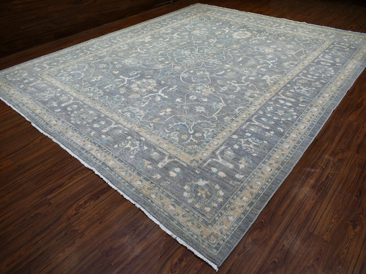 12'0" x 14'6" New Hand Knotted Grey Wool Rectangle Oriental Rug - MOA10271597