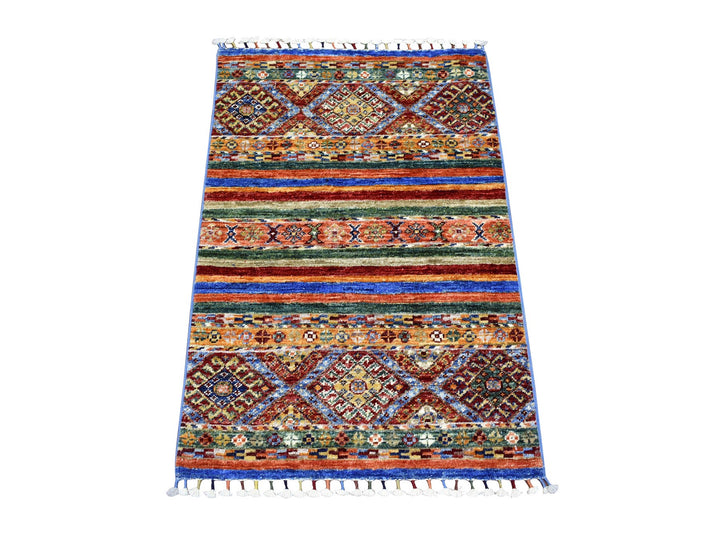 2'0" x 3'2" New Hand Knotted Multicolored Wool Rectangle Oriental Rug - MOA10271668