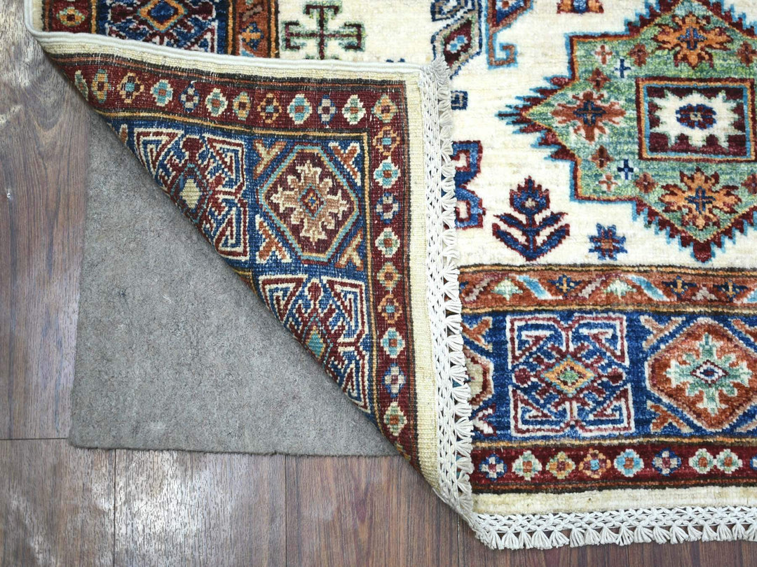 4'1" x 5'8" New Hand Knotted Ivory Wool Rectangle Oriental Rug - MOA10271687