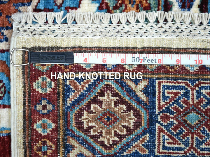 4'1" x 5'8" New Hand Knotted Ivory Wool Rectangle Oriental Rug - MOA10271687