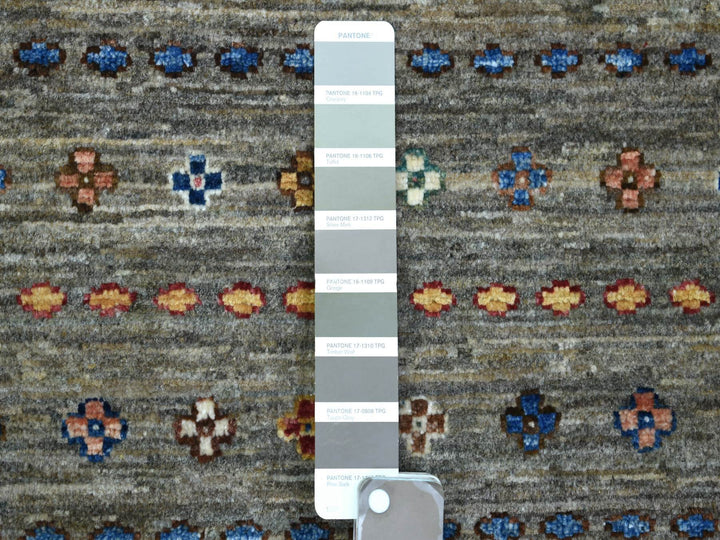 3'5" x 10'0" New Hand Knotted Grey Wool Runner Oriental Rug - MOA10271751