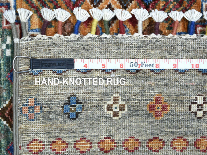 3'5" x 10'0" New Hand Knotted Grey Wool Runner Oriental Rug - MOA10271751