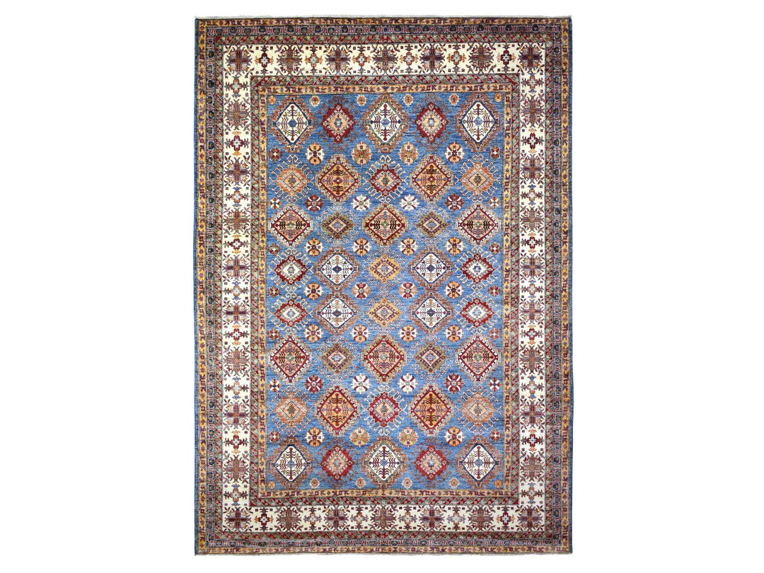 9'0" x 12'8" New Hand Knotted Blue Wool Rectangle Oriental Rug - MOA10272050