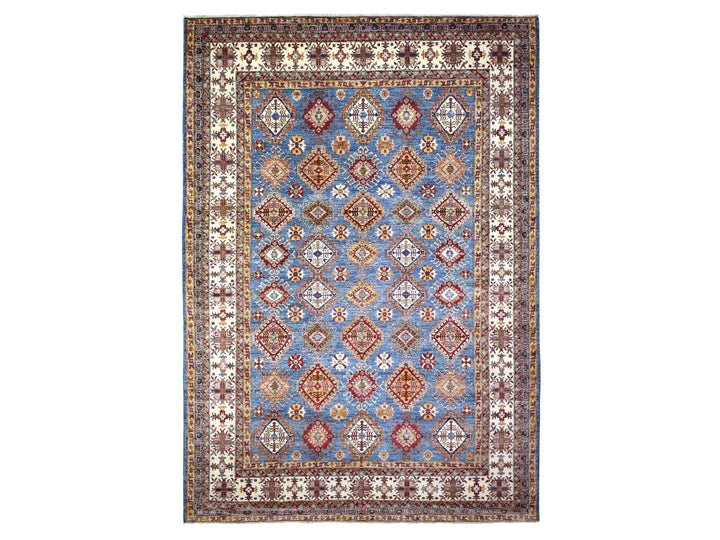 9'0" x 12'8" New Hand Knotted Blue Wool Rectangle Oriental Rug - MOA10272050