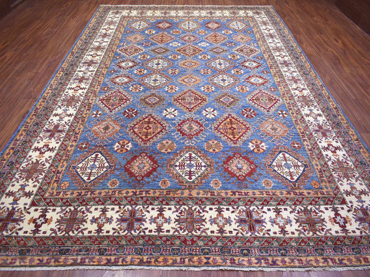 9'0" x 12'8" New Hand Knotted Blue Wool Rectangle Oriental Rug - MOA10272050