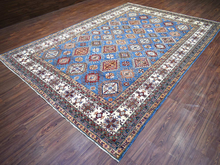 9'0" x 12'8" New Hand Knotted Blue Wool Rectangle Oriental Rug - MOA10272050