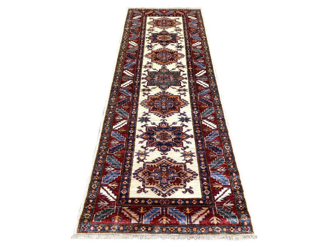 2'9" x 8'6" New Hand Knotted Ivory Wool Runner Oriental Rug - MOA10272053