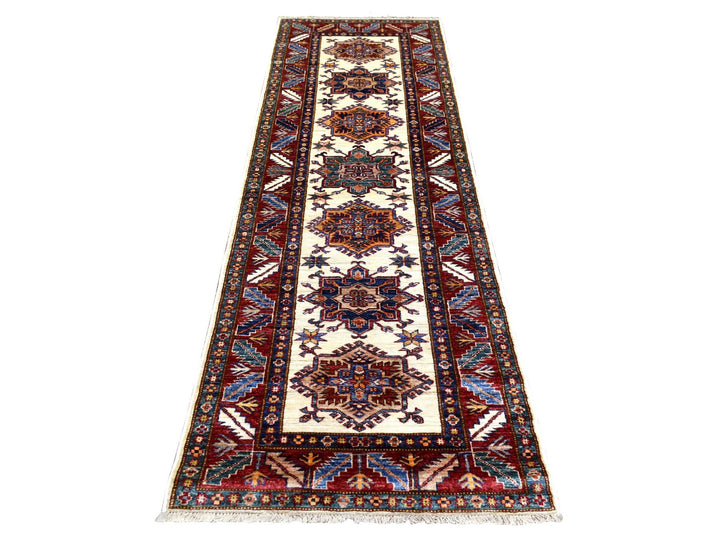 2'9" x 8'6" New Hand Knotted Ivory Wool Runner Oriental Rug - MOA10272053