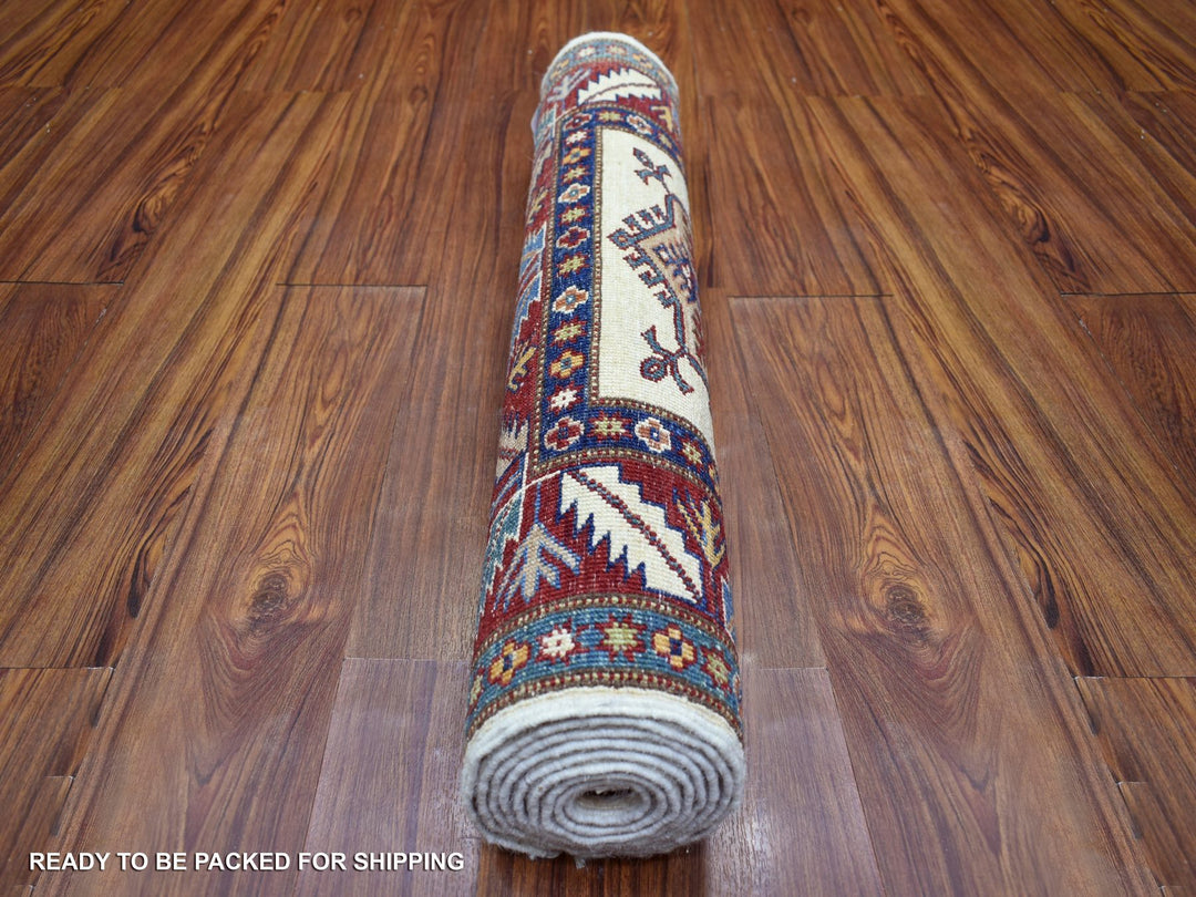 2'9" x 8'6" New Hand Knotted Ivory Wool Runner Oriental Rug - MOA10272053