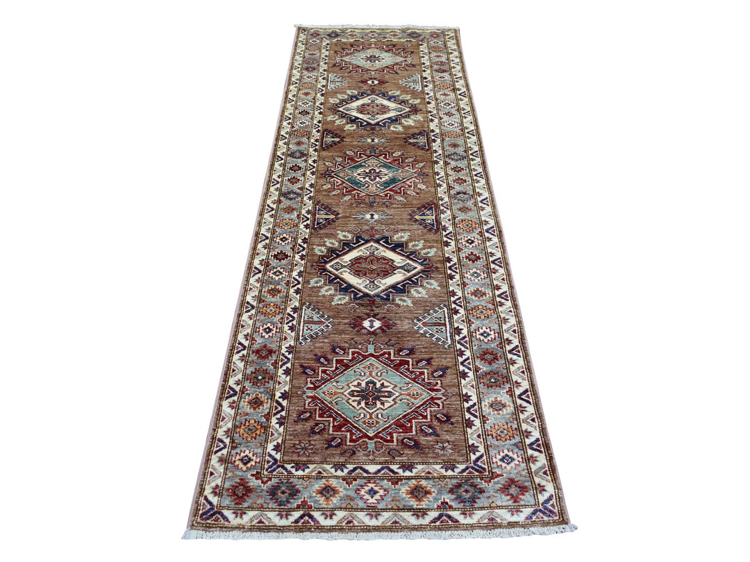2'8" x 8'6" New Hand Knotted Brown Wool Runner Oriental Rug - MOA10272124