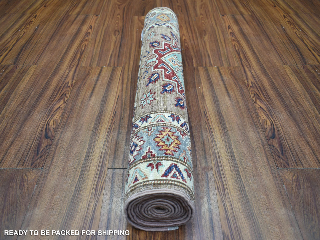 2'8" x 8'6" New Hand Knotted Brown Wool Runner Oriental Rug - MOA10272124