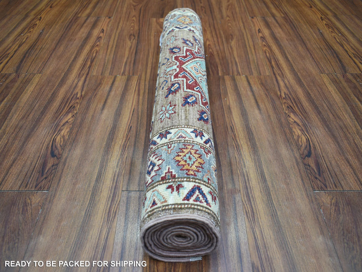 2'8" x 8'6" New Hand Knotted Brown Wool Runner Oriental Rug - MOA10272124