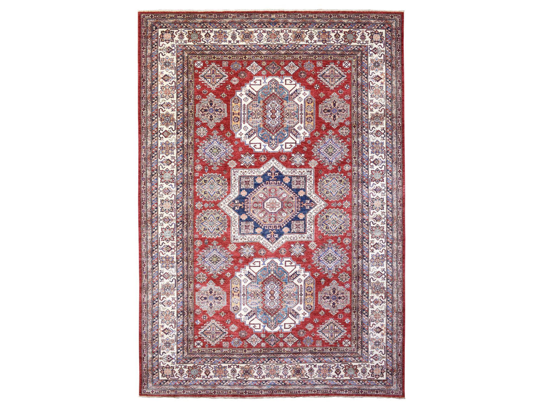 8'10" x 13'0" New Hand Knotted Red Wool Rectangle Oriental Rug - MOA10272549