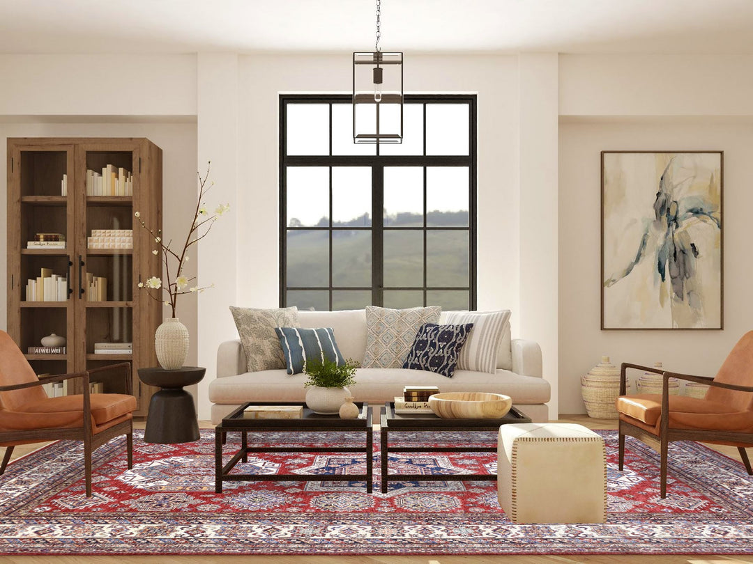 8'10" x 13'0" New Hand Knotted Red Wool Rectangle Oriental Rug - MOA10272549