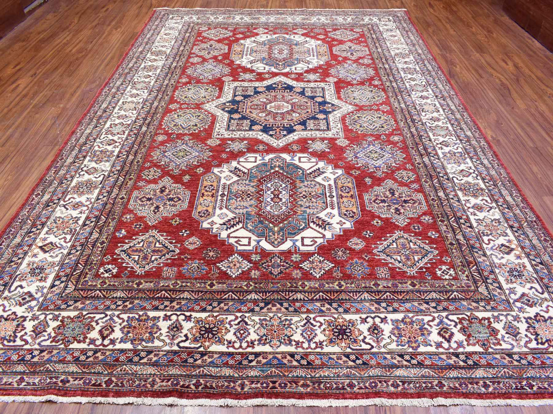 8'10" x 13'0" New Hand Knotted Red Wool Rectangle Oriental Rug - MOA10272549