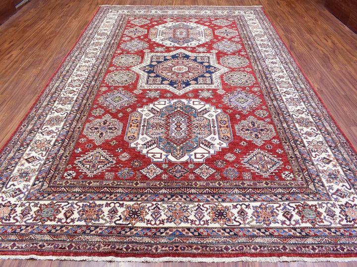 8'10" x 13'0" New Hand Knotted Red Wool Rectangle Oriental Rug - MOA10272549