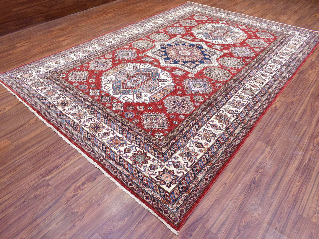 8'10" x 13'0" New Hand Knotted Red Wool Rectangle Oriental Rug - MOA10272549