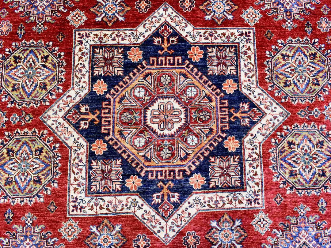 8'10" x 13'0" New Hand Knotted Red Wool Rectangle Oriental Rug - MOA10272549