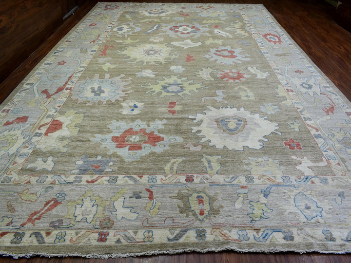 12'0" x 17'6" New Hand Knotted Brown Wool Rectangle Oriental Rug - MOA10272646