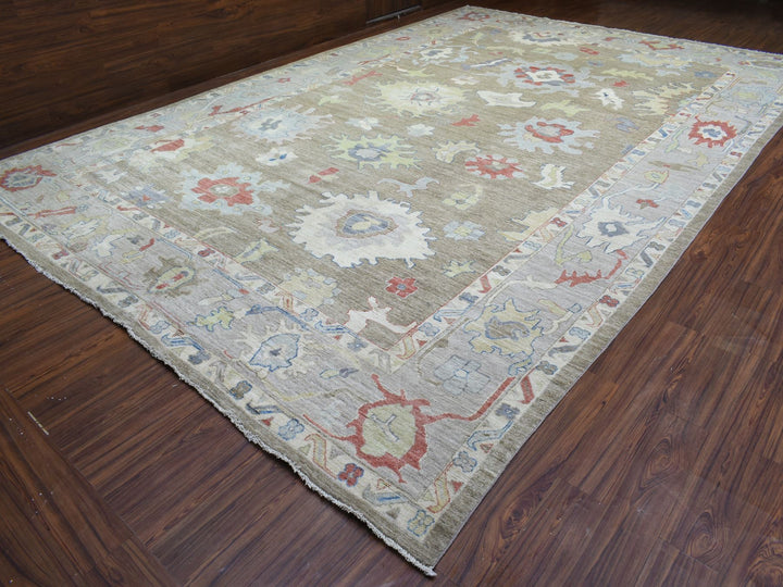 12'0" x 17'6" New Hand Knotted Brown Wool Rectangle Oriental Rug - MOA10272646