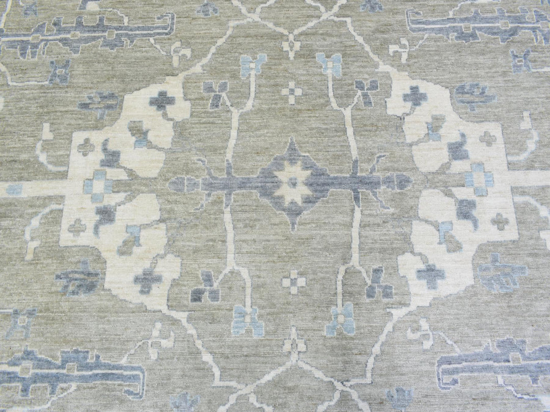 14'0" x 17'10" New Hand Knotted Grey Wool Rectangle Oriental Rug - MOA10272731