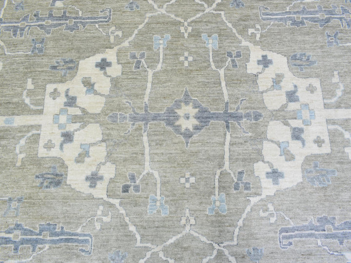 14'0" x 17'10" New Hand Knotted Grey Wool Rectangle Oriental Rug - MOA10272731