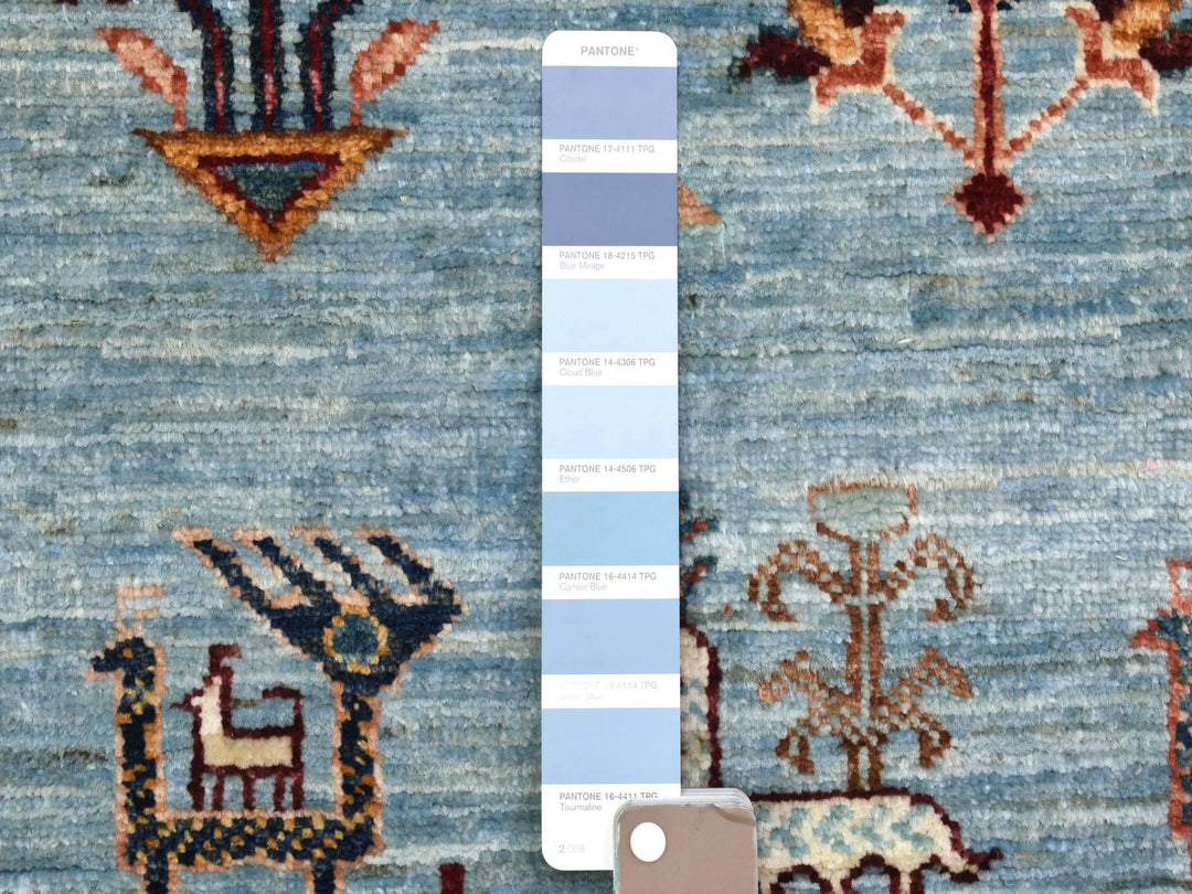 2'9" x 9'10" New Hand Knotted Blue Wool Runner Oriental Rug - MOA10272853