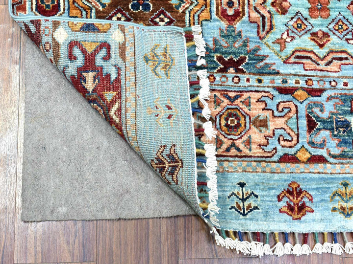 2'9" x 9'10" New Hand Knotted Blue Wool Runner Oriental Rug - MOA10272853